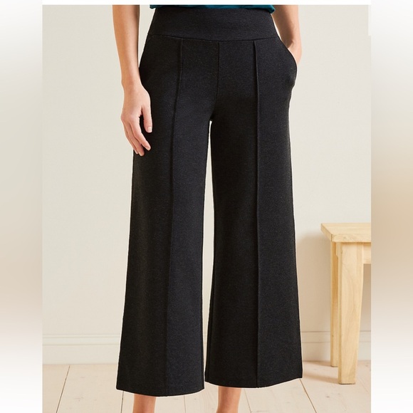 Garnet Hill Comfort Cropped Wide Leg Gray Pants Sz XL. - Picture 1 of 13